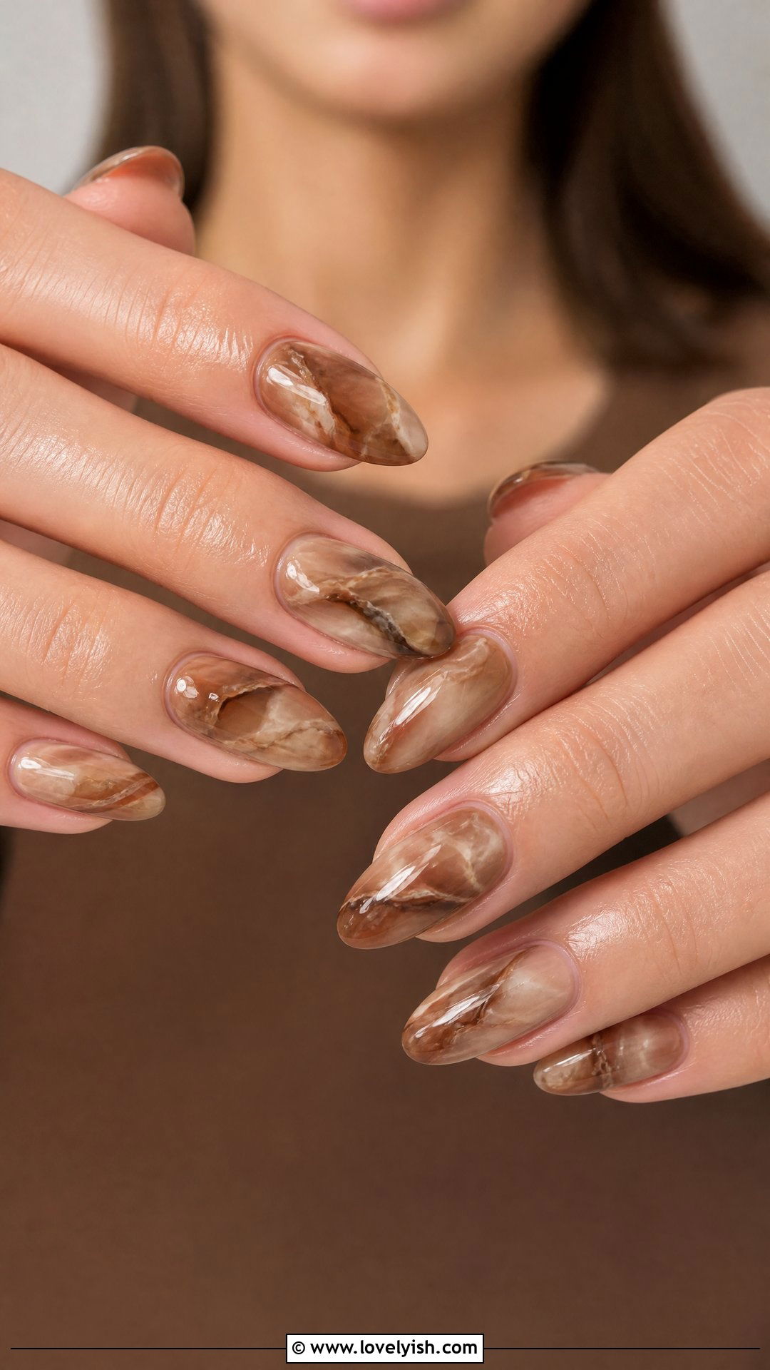 Hazelnut Brown Marble Nails - 50 brown nails - 50 brown nails