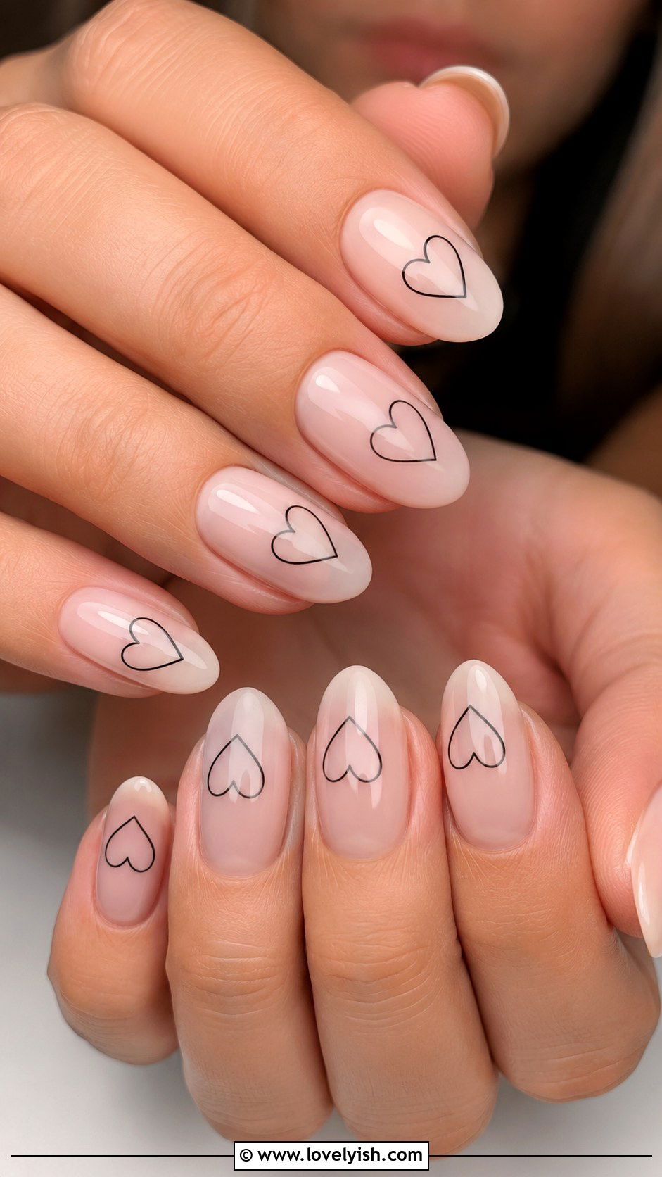 Heart Outline Minimalist Nails - 25 heart nail designs - 25 heart nail designs