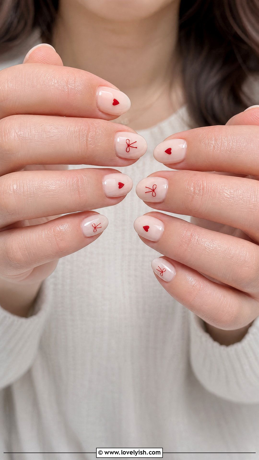 Heart and Bow Nails - 25 bow nail design ideas - 25 bow nail design ideas