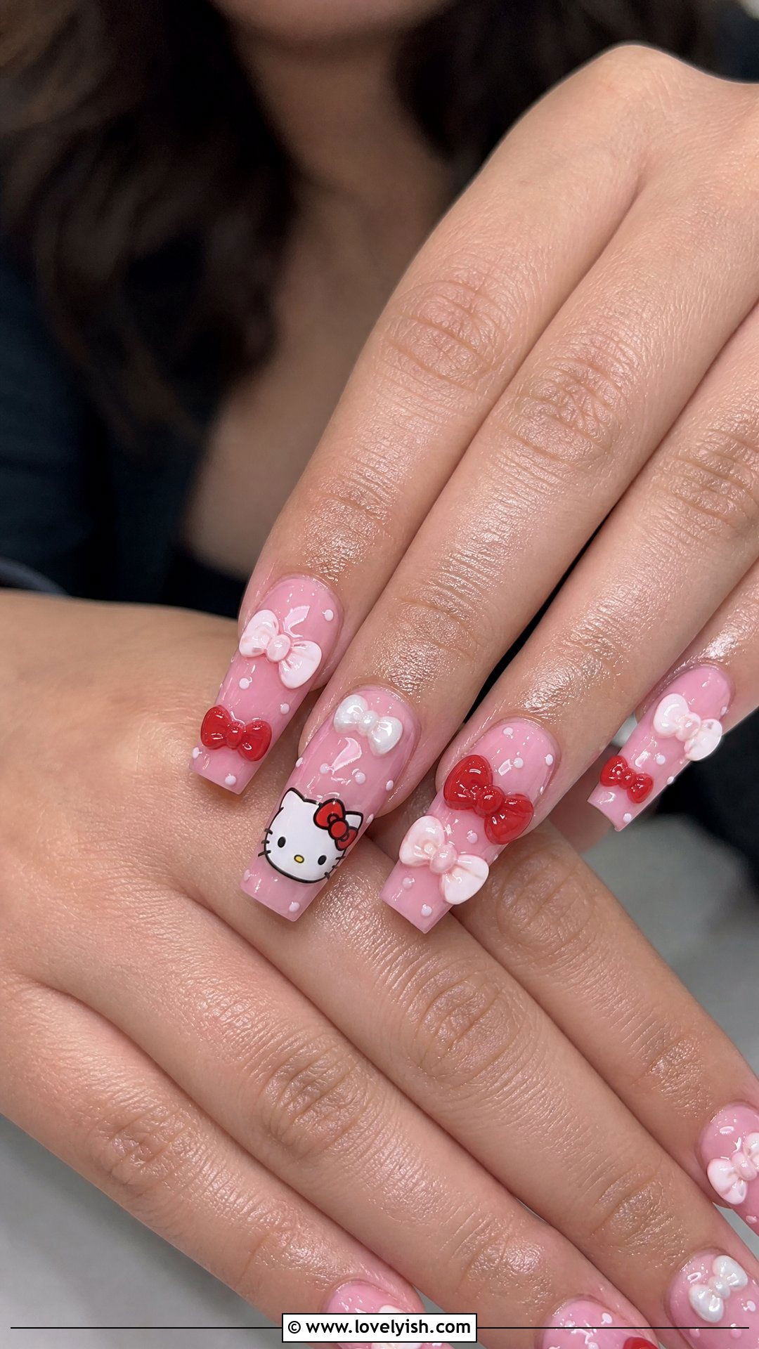 Hello Kitty Nails With Bow Charms - 25 hello kitty nail designs - 25 hello kitty nail designs