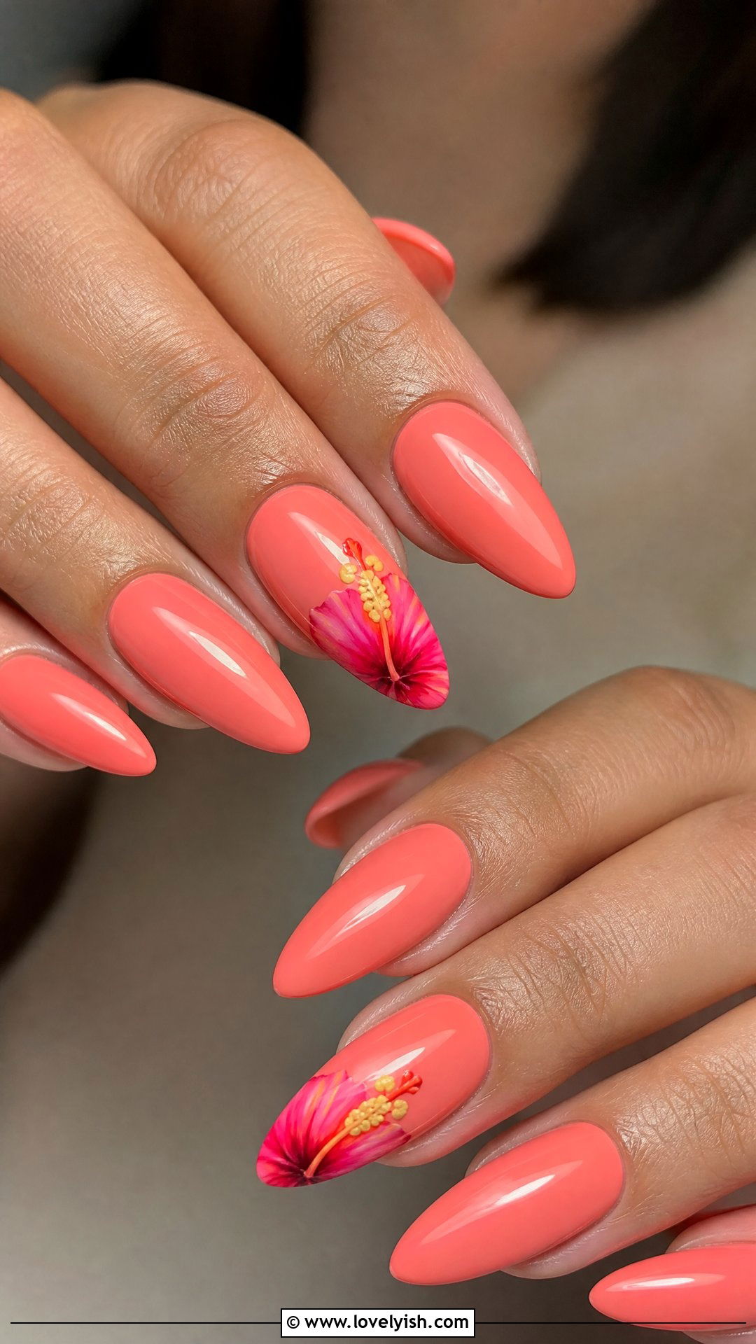 Hibiscus Flower Nails - 50 cute summer nail designs - 50 cute summer nail designs