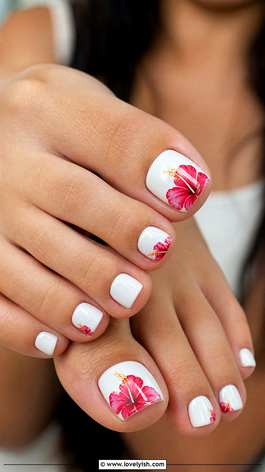 Hibiscus Flower Pedicure - 50 summer pedicure - 50 summer pedicure