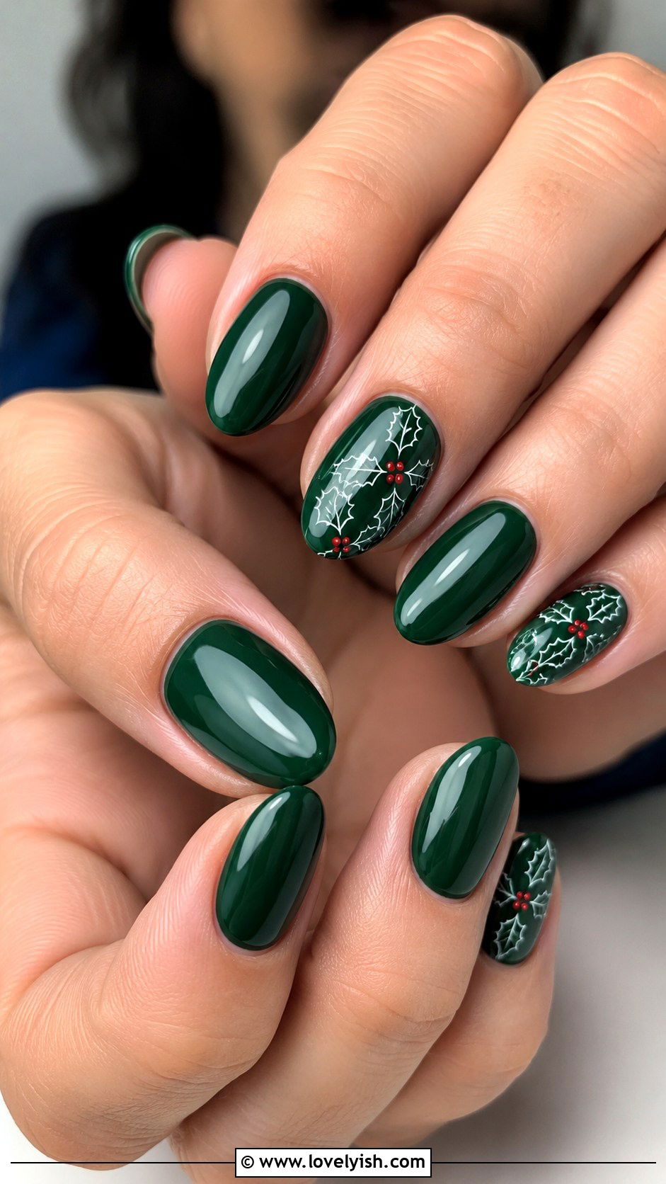Holly Berry Green and Red Nails - 25 holiday nail designs - 25 holiday nail designs