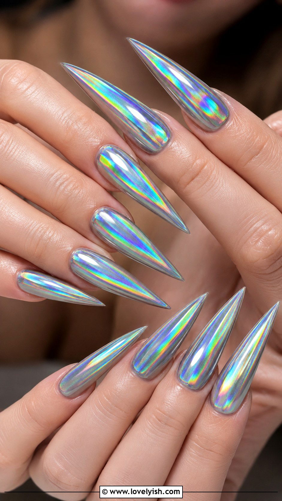Holographic Acrylic Nails - 42 acrylic nail designs - 42 acrylic nail designs