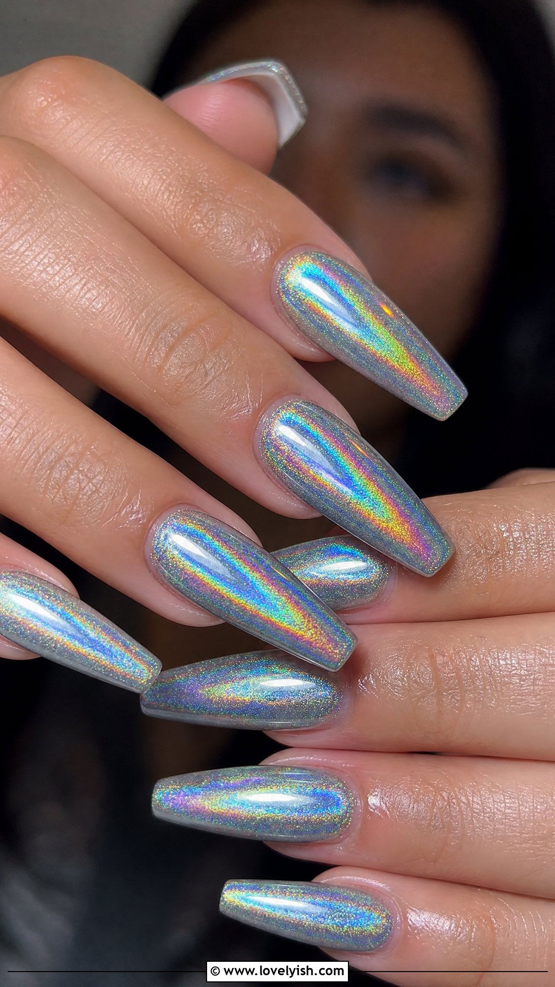 Holographic Cat Eye Nails - 50 cateye nail designs - 50 cateye nail designs