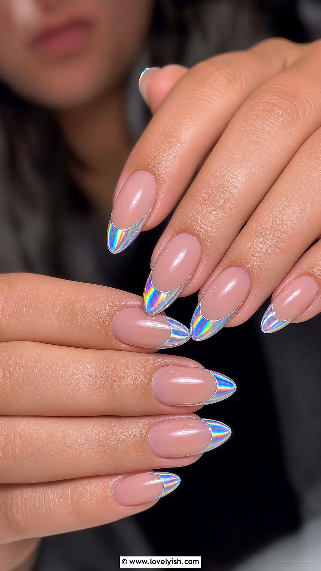 Holographic Chrome French Tip Nails - 50 chrome french tip nails - 50 chrome french tip nails