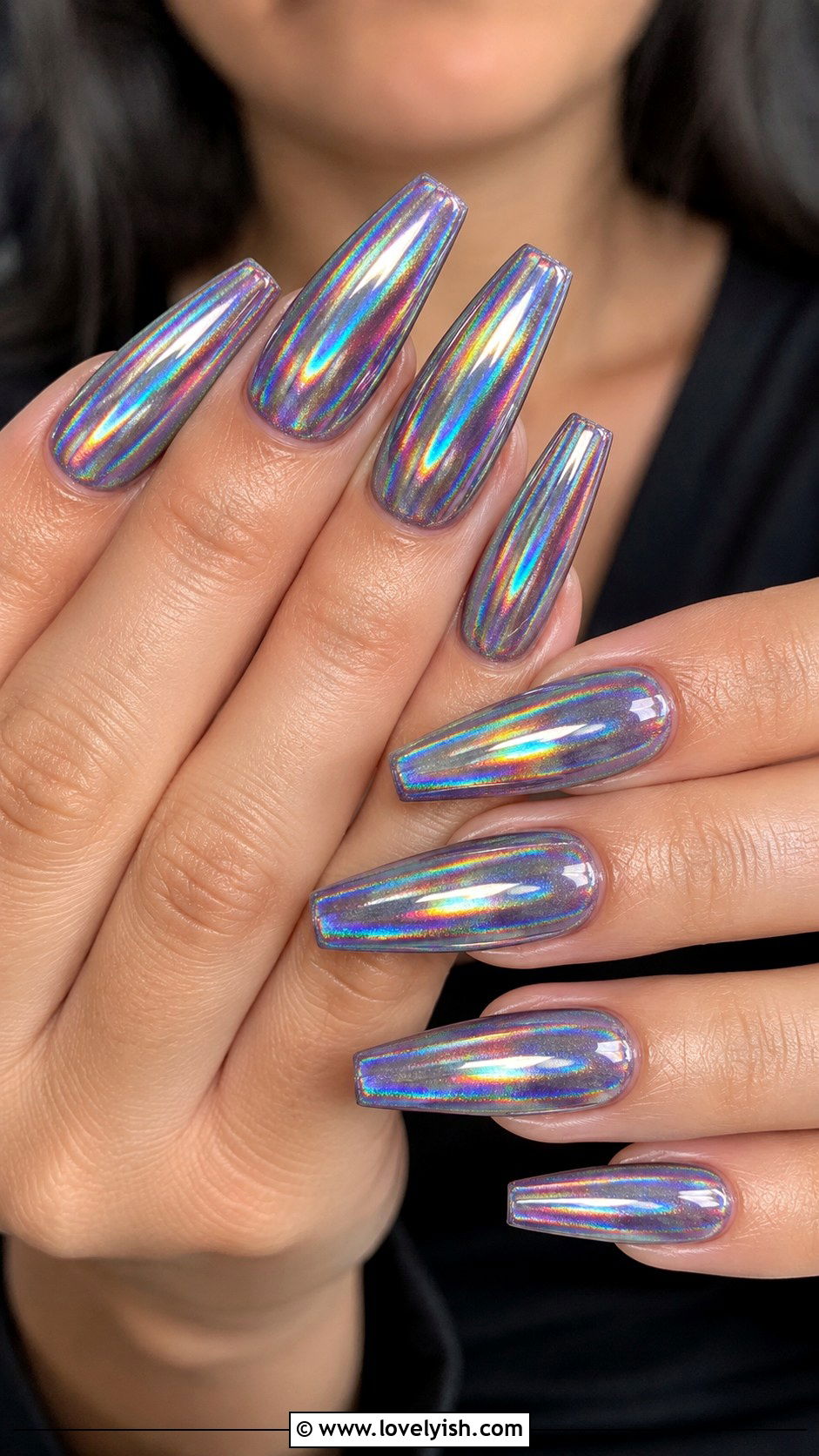 Holographic Chrome Manicure - 50 manicure - 50 manicure