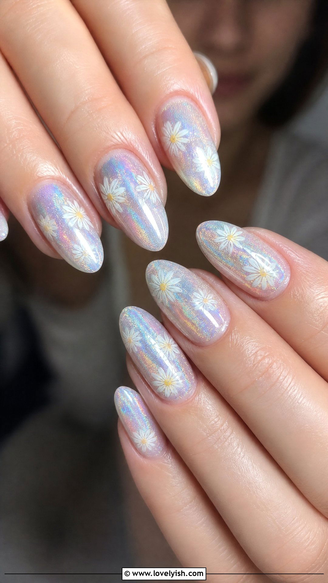 Holographic Daisy Nails - 50 daisy nails - 50 daisy nails
