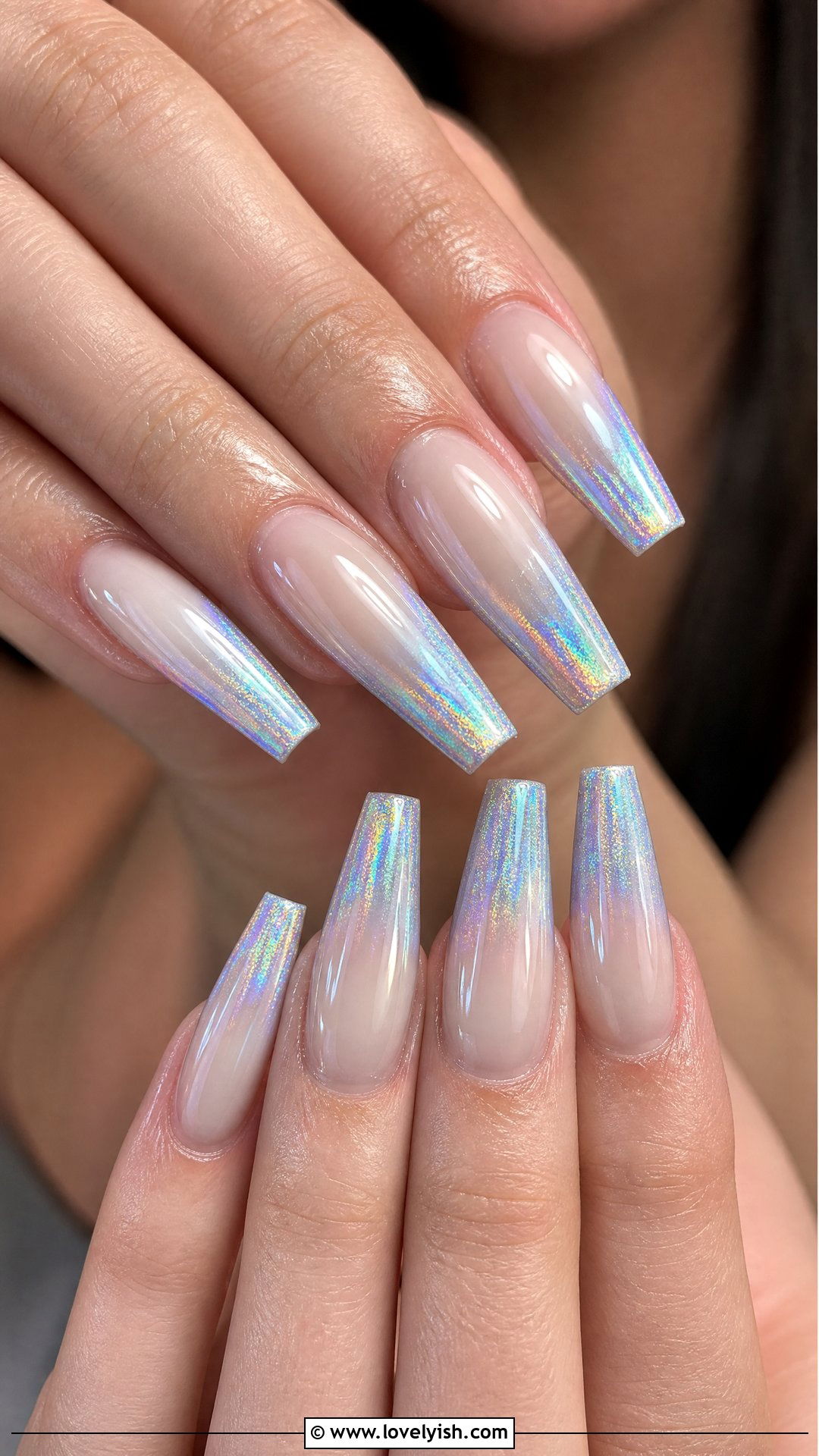 Holographic French Ombre - 50 french ombre nails - 50 french ombre nails