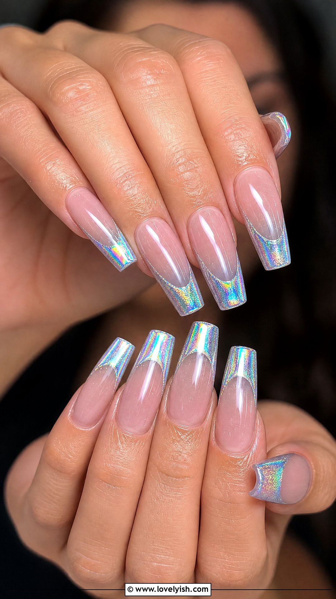 Holographic French Tip - 50 french manicure - 50 french manicure