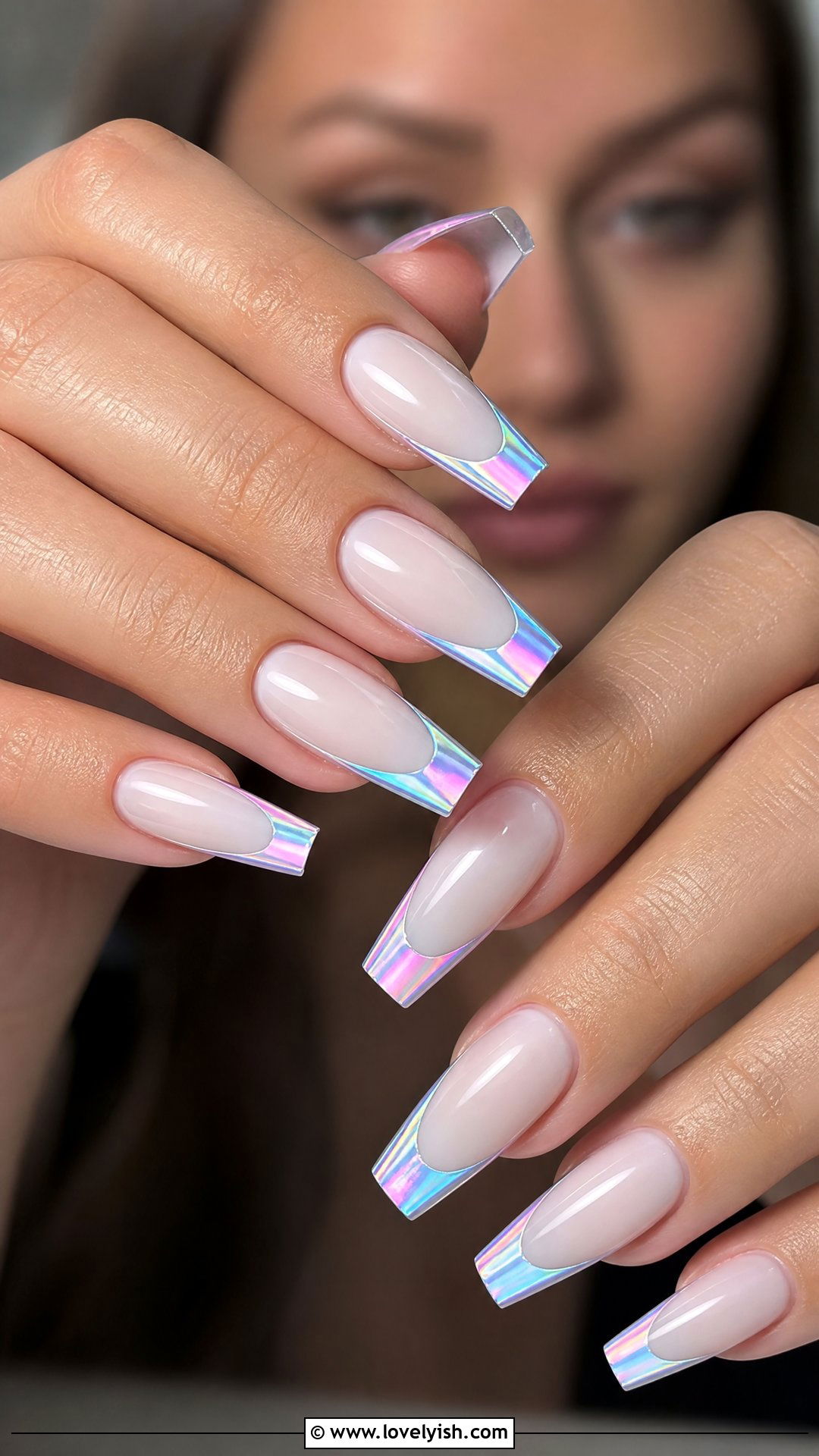 Holographic French Tip - 50 cute french tip nail designs - 50 cute french tip nail designs