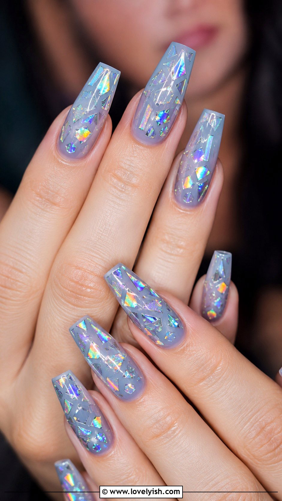 Holographic Geometric Nails - 50 geometric nails - 50 geometric nails