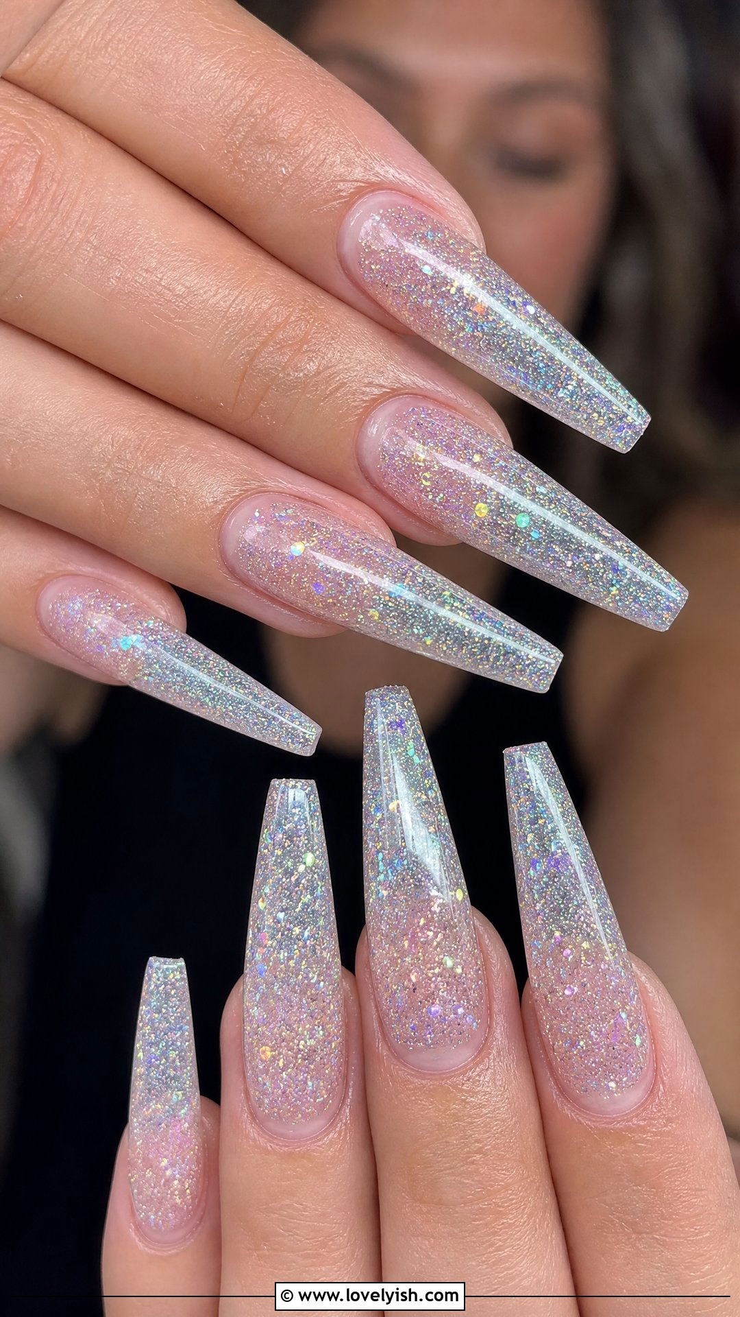 Holographic Glitter Builder Gel Nails - 50 builder gel nails - 50 builder gel nails