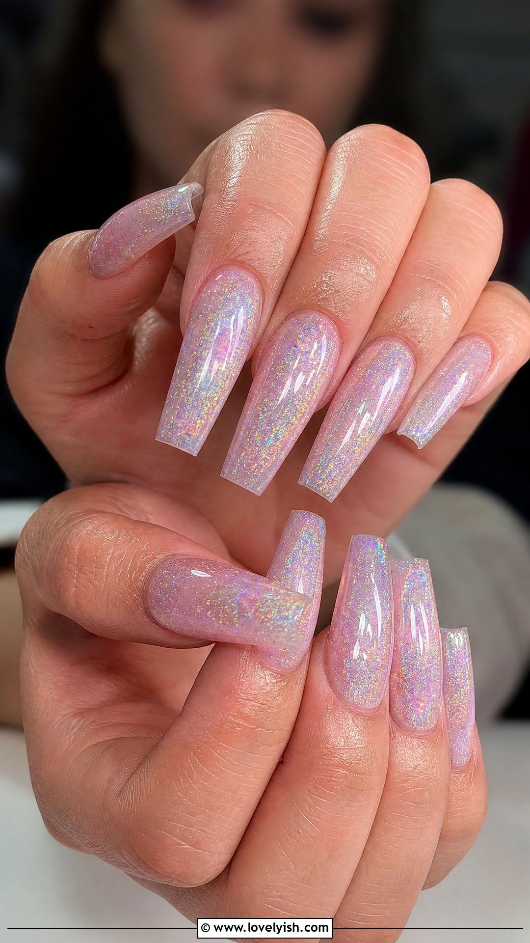 Holographic Glitter Coffin Nails - 50 coffin nails - 50 coffin nails