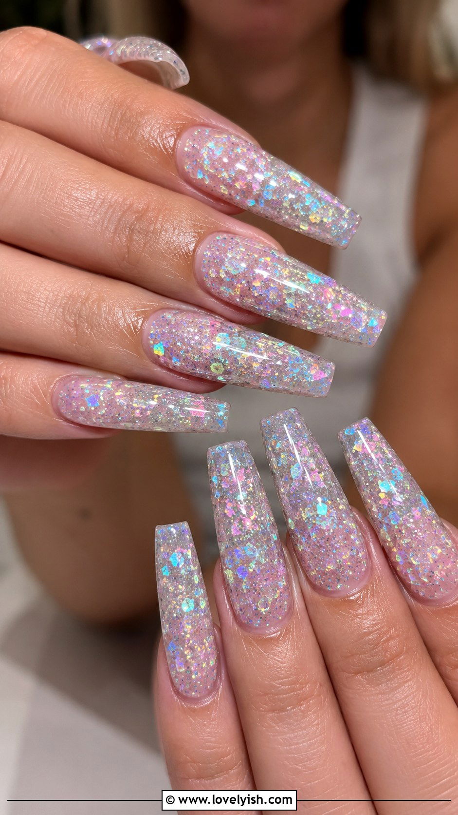 Holographic Glitter Gel X Nails - 50 gel x nails - 50 gel x nails