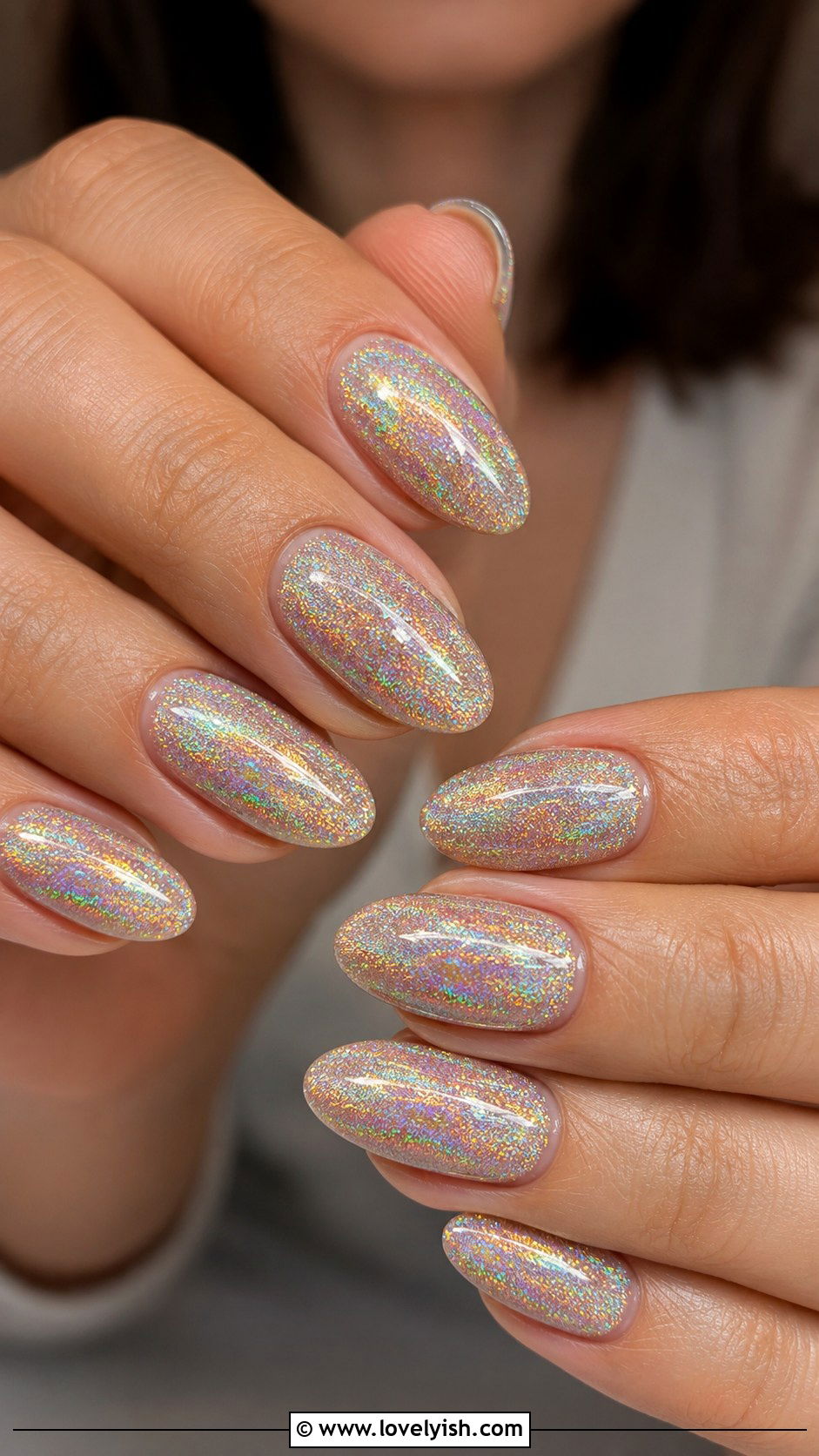 Holographic Glitter Oval Nails - 50 oval nails - 50 oval nails