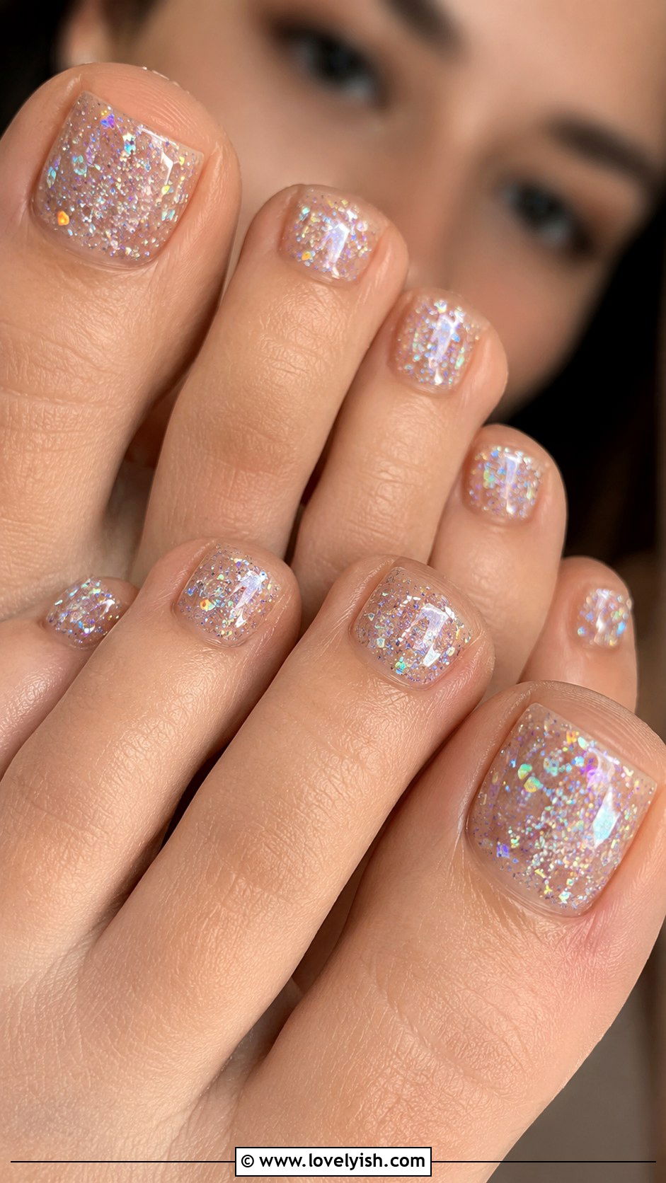 Holographic Glitter Pedicure - 50 summer pedicure - 50 summer pedicure