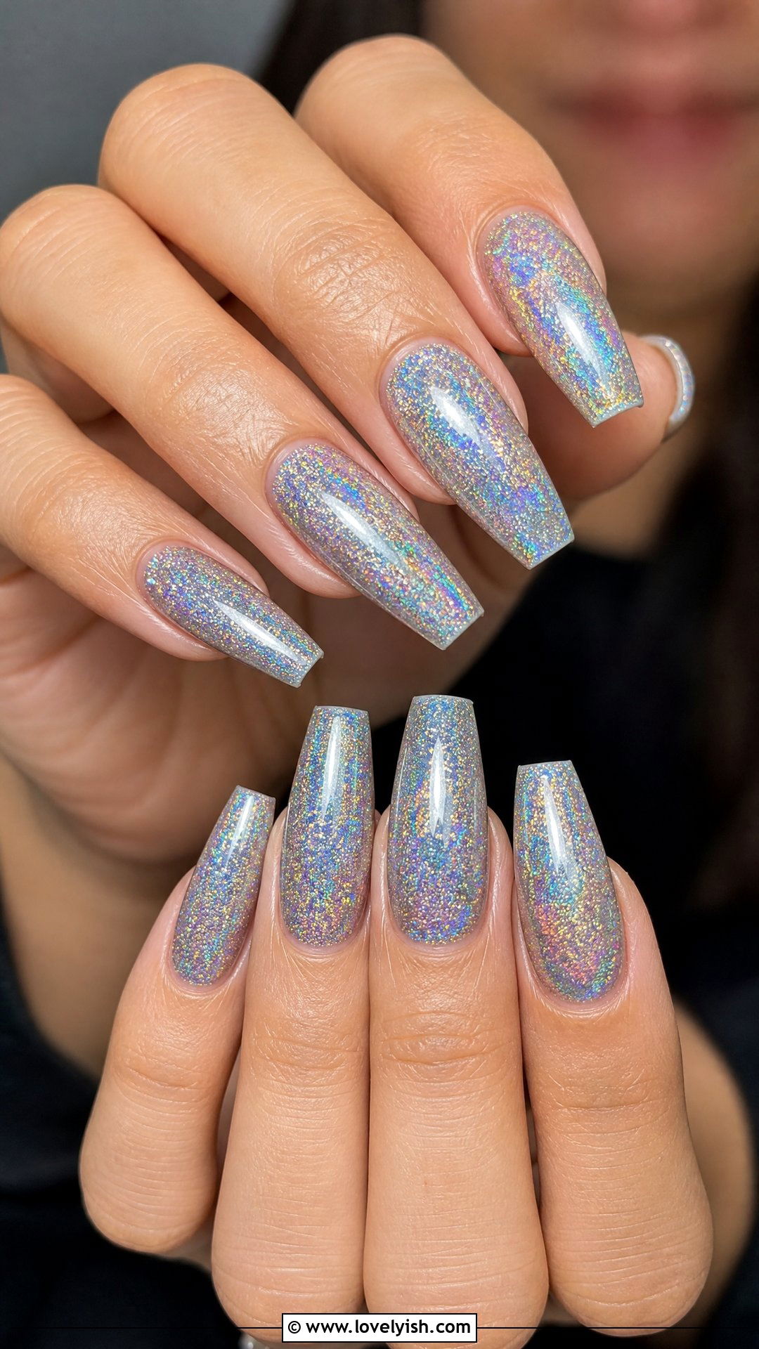 Holographic Glitter Polygel Nails - 50 polygel nails - 50 polygel nails