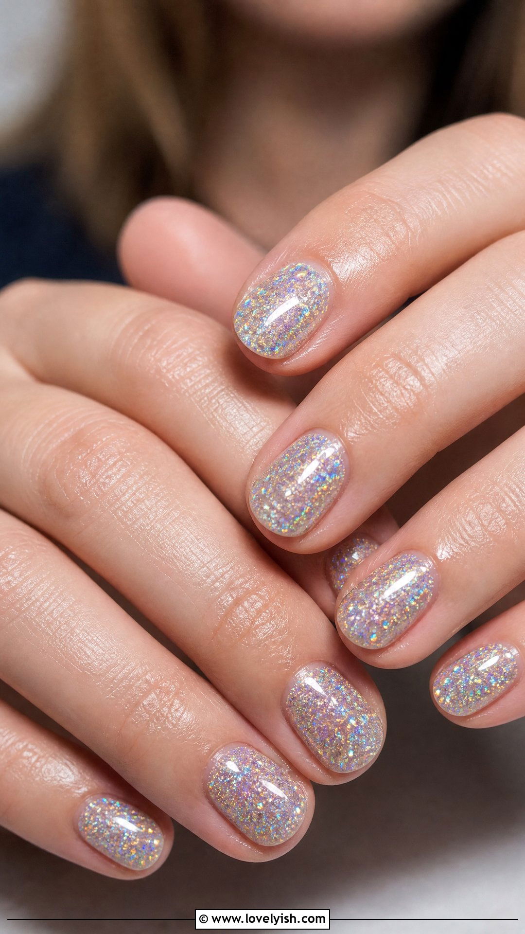 Holographic Glitter Short Nails - 35 short nails designs - 35 short nails designs