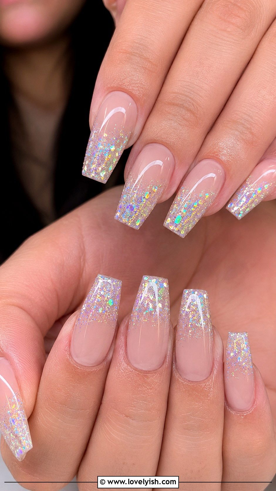 Holographic Glitter Tip Nails - 42 easy nail art ideas - 42 easy nail art ideas