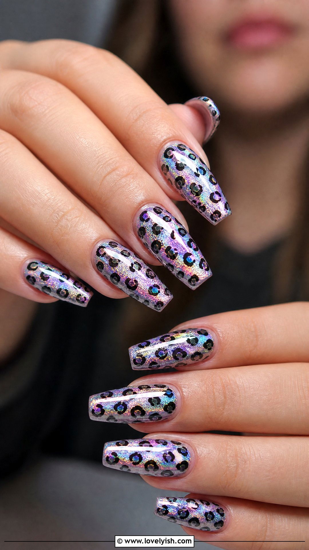 Holographic Leopard Print Nails - 50 leopard print nails - 50 leopard print nails