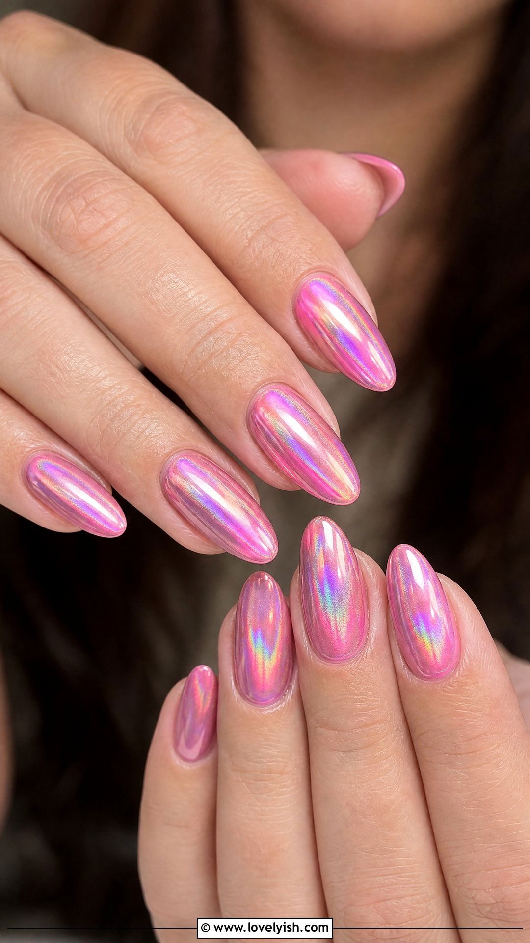 Holographic Pink Chrome Nails - 50 classy pink nails - 50 classy pink nails