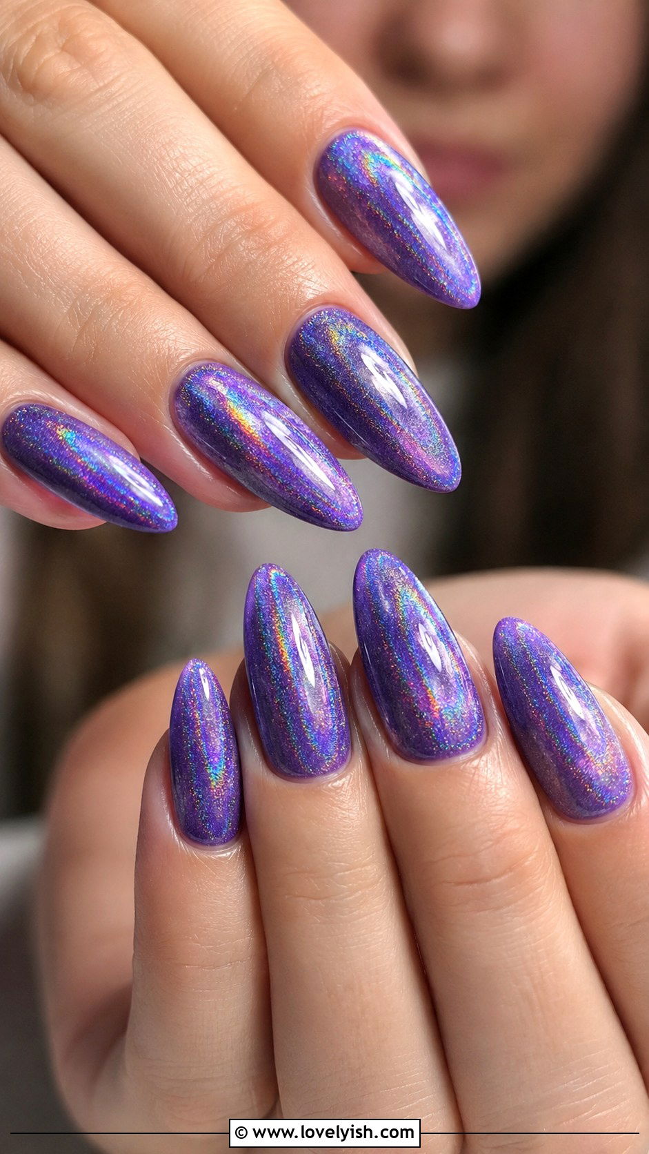 Holographic Purple Nails - 42 purple nail designs - 42 purple nail designs