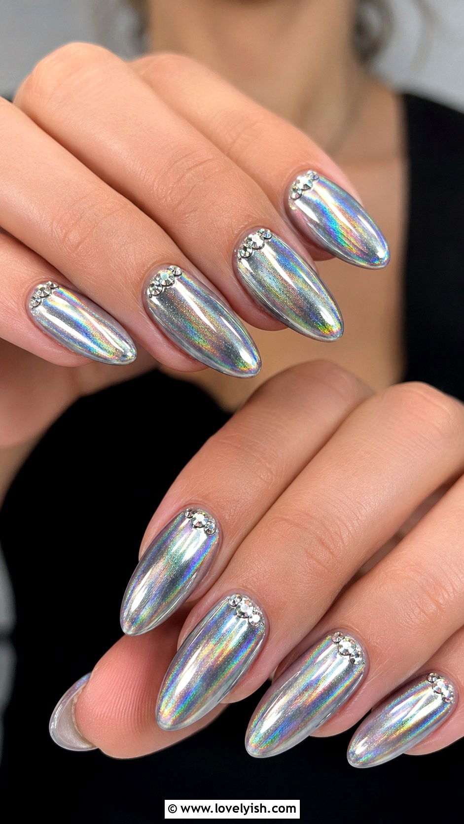 Holographic Silver Birthday Nails - 50 birthday nails - 50 birthday nails