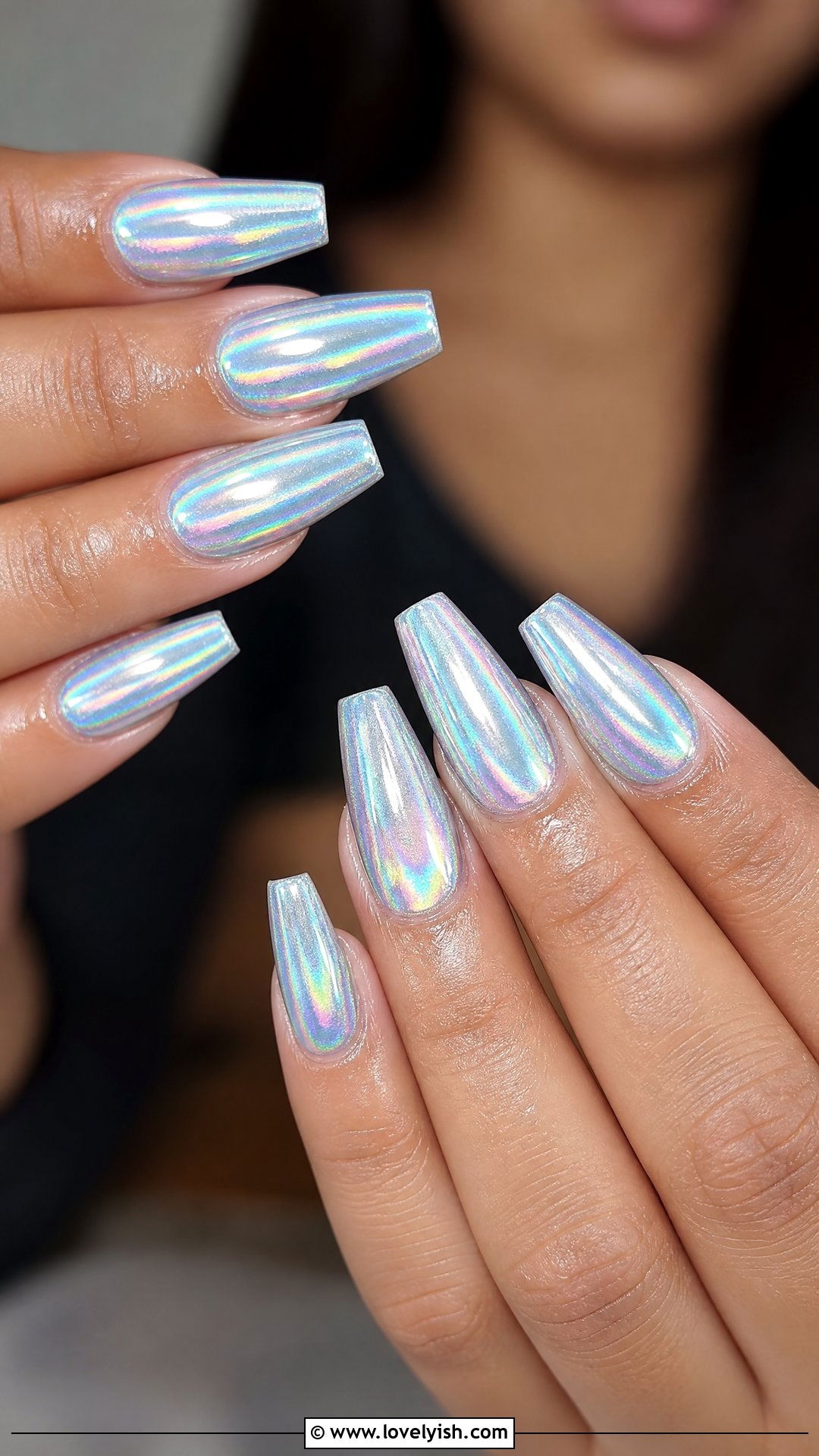 Holographic Silver Chrome Nails - 50 silver chrome nails - 50 silver chrome nails