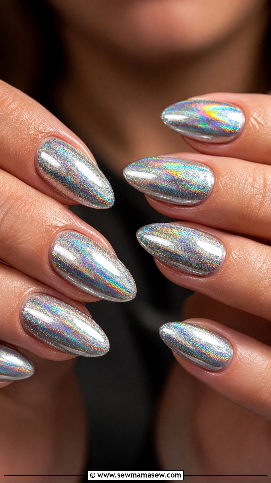 Holographic Silver Gel Nails - 50 gel polish - 50 gel polish