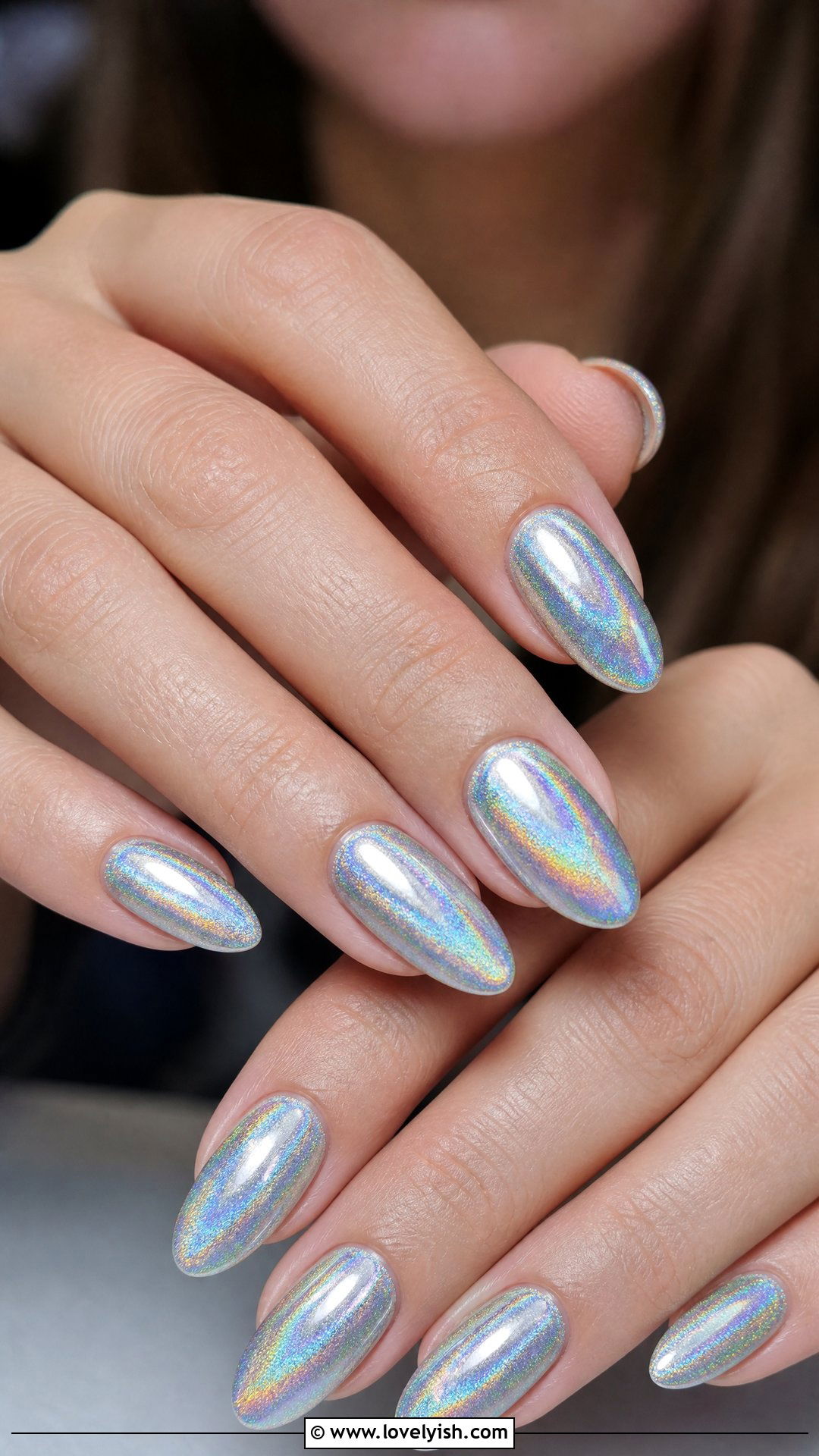 Holographic Silver Nails - 50 medium nails - 50 medium nails