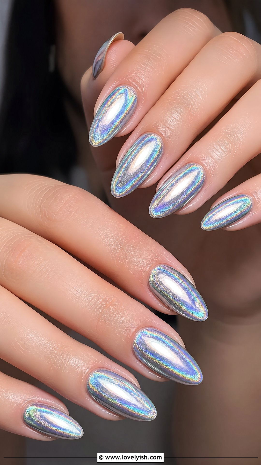 Holographic Silver Nails - 50 pictures of nail designs - 50 pictures of nail designs