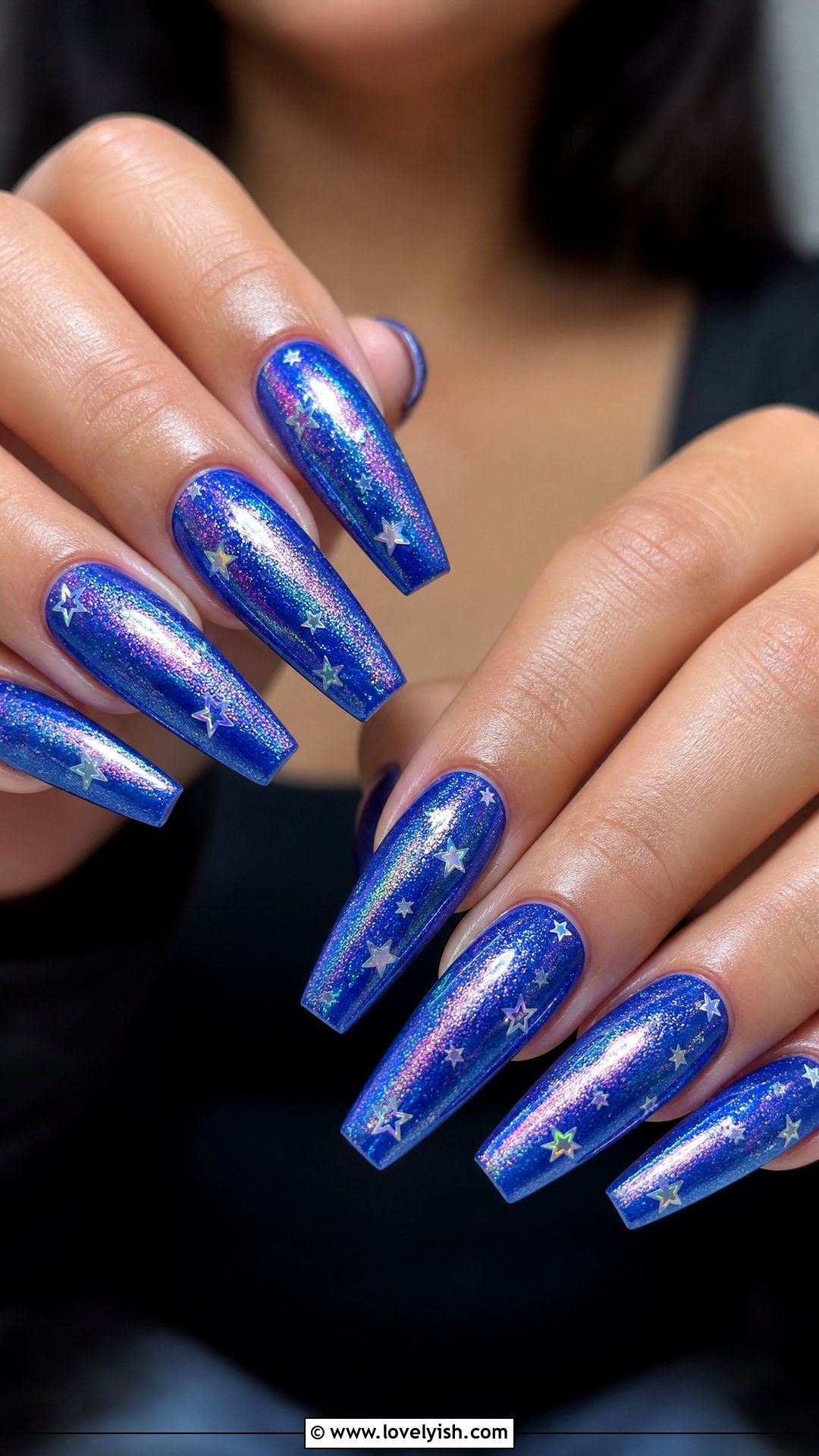 Holographic Star Nails - 25 4th of july nail art ideas - 25 4th of july nail art ideas