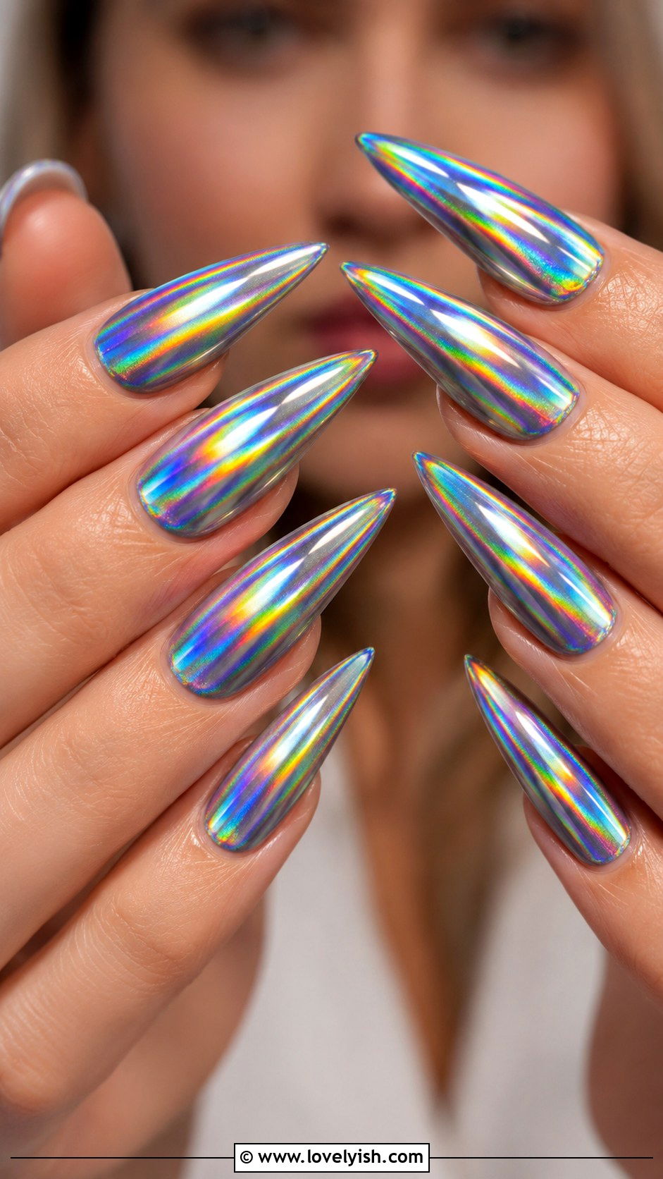 Holographic Stiletto Nail Extensions - 48 nail extensions - 48 nail extensions