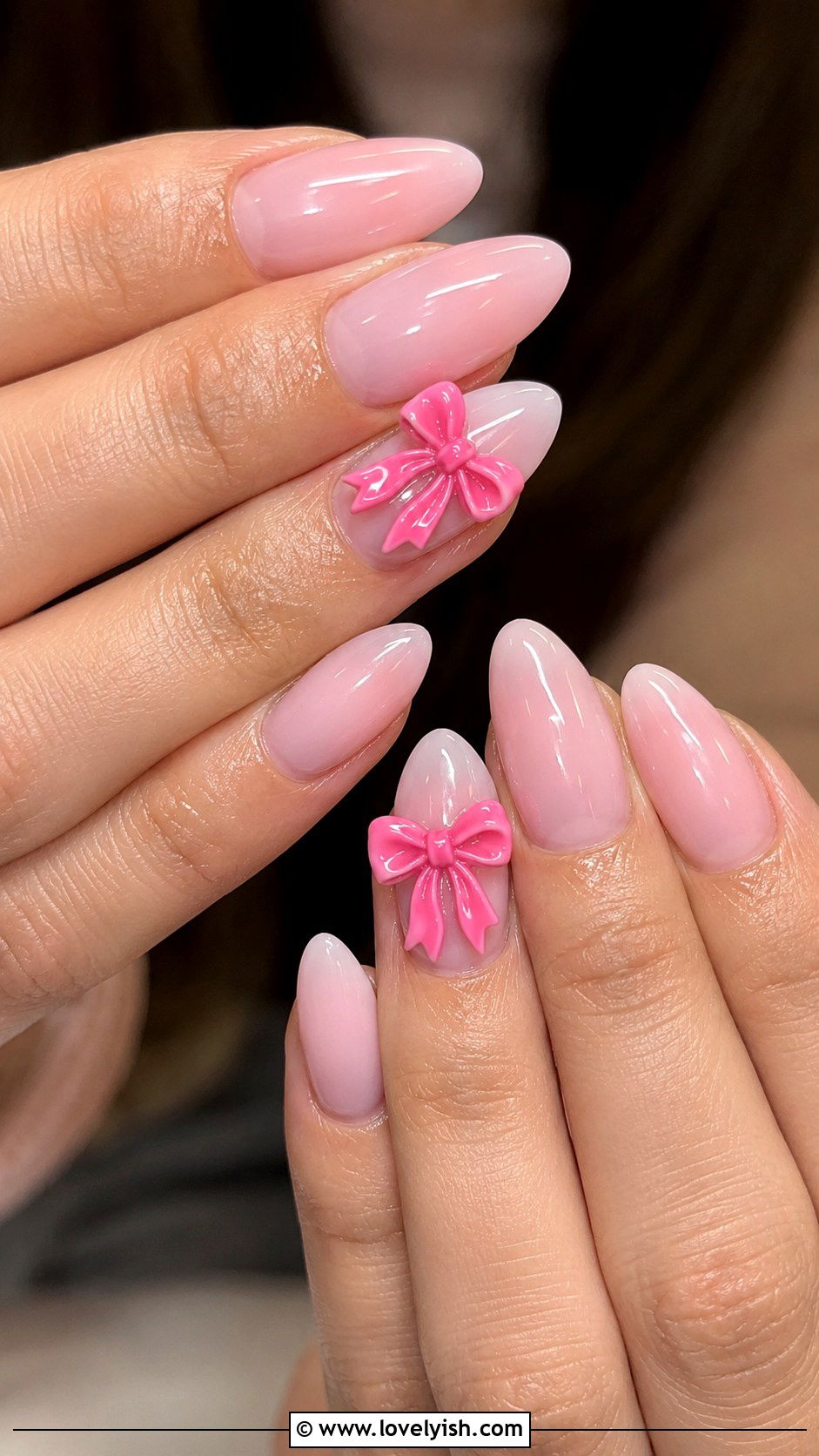 Hot Pink 3D Bow Nails - 25 hot pink nail designs - 25 hot pink nail designs