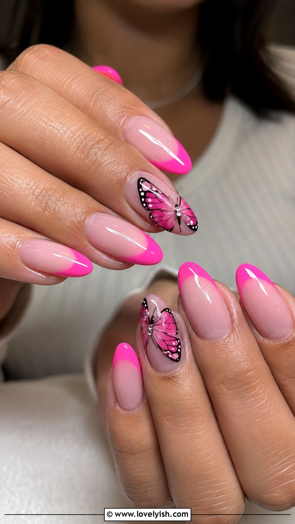 Hot Pink Butterfly Nails - 25 hot pink nail designs - 25 hot pink nail designs