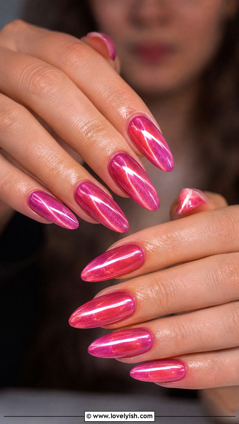 Hot Pink Cat Eye Magnetic Nails - 25 hot pink nail designs - 25 hot pink nail designs