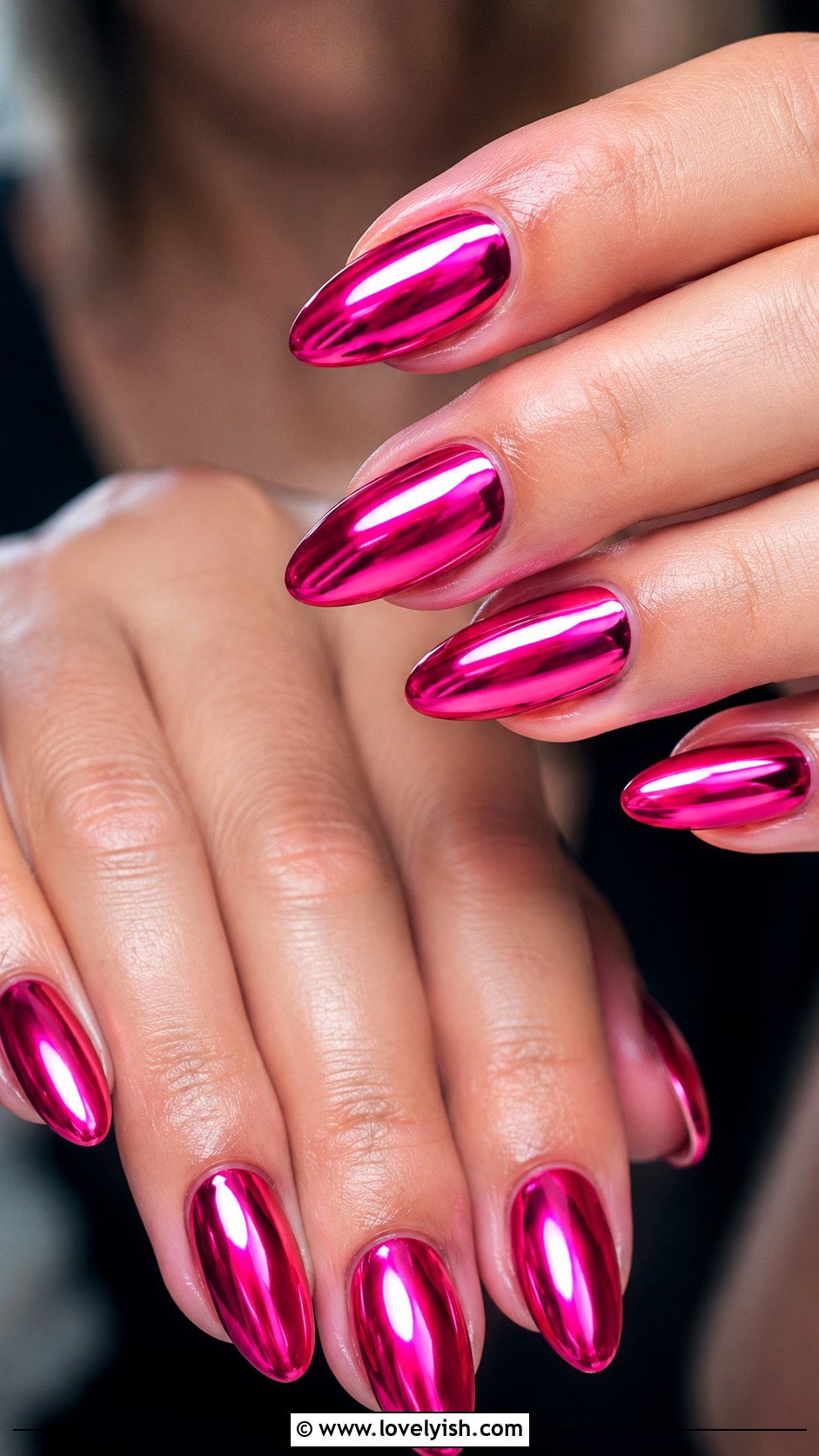 Hot Pink Chrome Mirror Nails - 25 hot pink nail designs - 25 hot pink nail designs