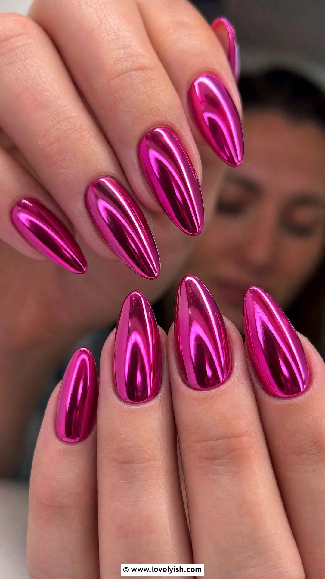 Hot Pink Chrome Nails - 50 cute summer nail designs - 50 cute summer nail designs