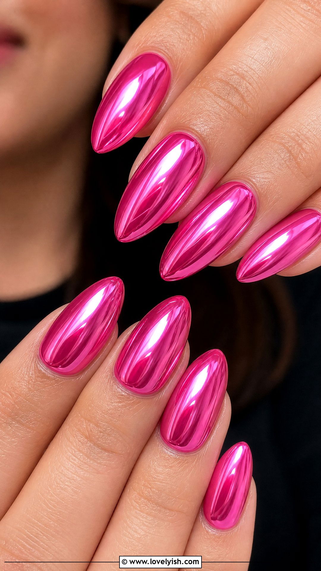 Hot Pink Chrome Pop Nails - 50 concert nails - 50 concert nails