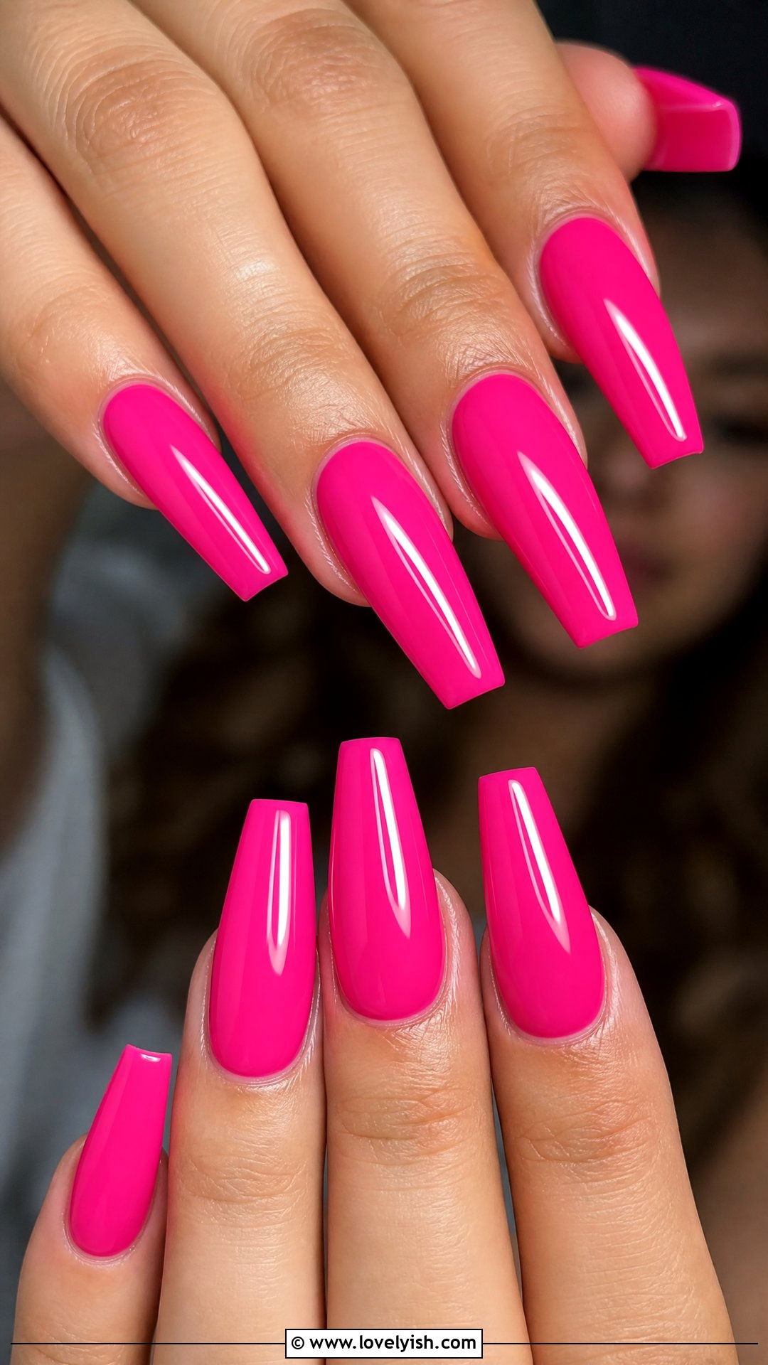 Hot Pink Coffin Acrylic Nails - 42 acrylic nail designs - 42 acrylic nail designs