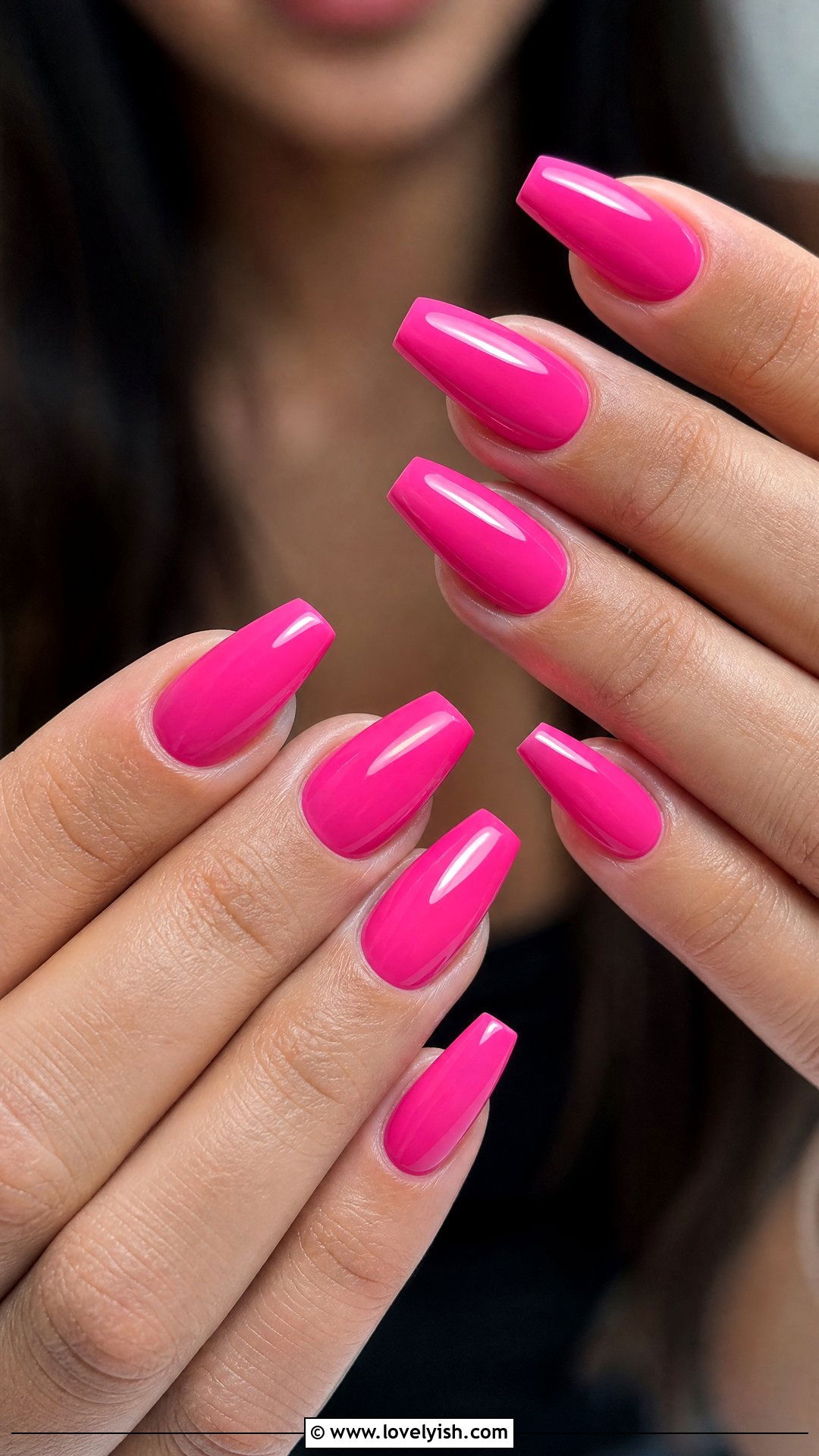 Hot Pink Coffin Nails - 50 medium nails - 50 medium nails