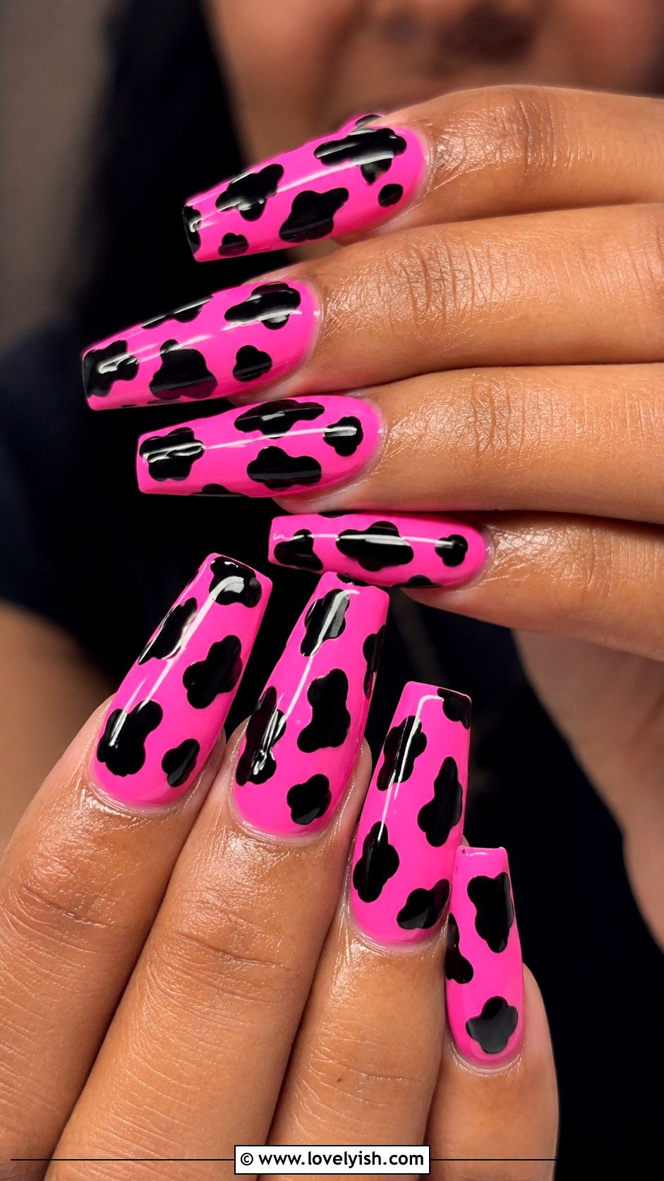 Hot Pink Cow Print Baddie Nails - 50 baddie nails - 50 baddie nails