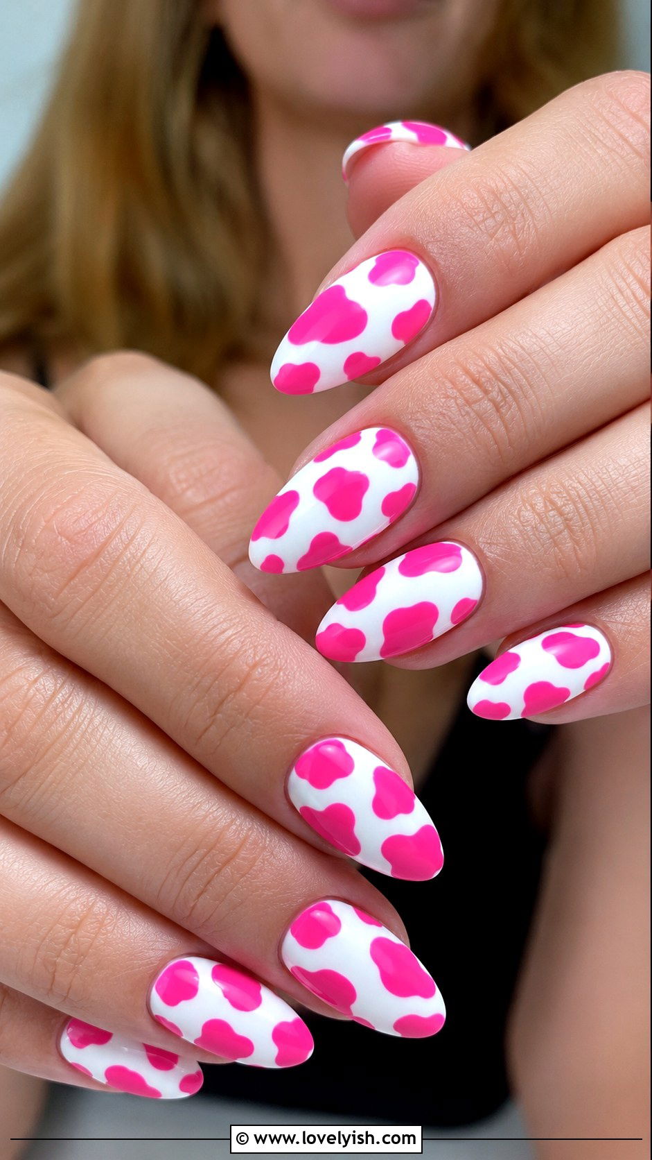 Hot Pink Cow Print Nails - 43 summer nail designs - 43 summer nail designs
