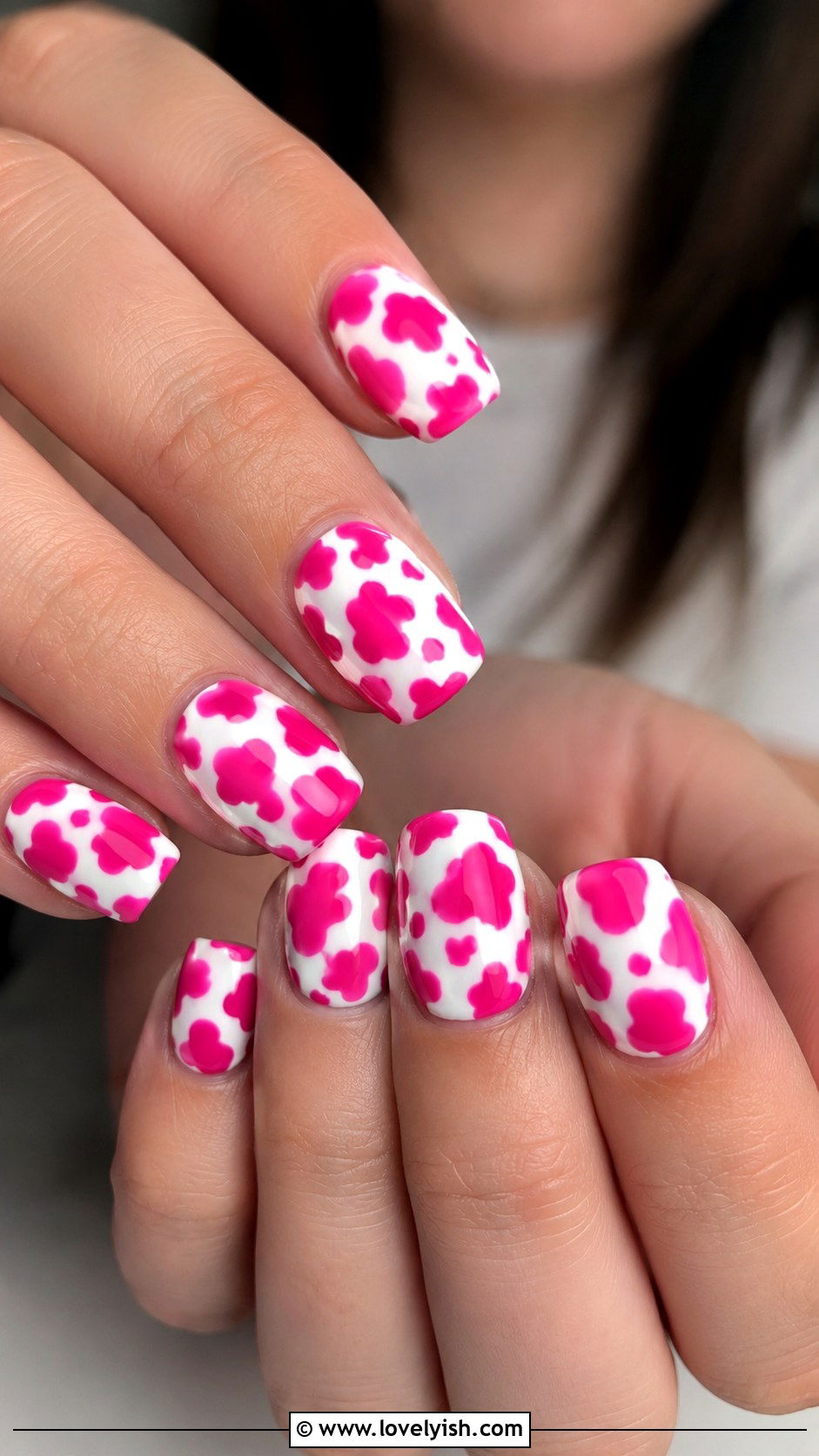 Hot Pink Cow Print Nails - 34 nail design for summer - 34 nail design for summer