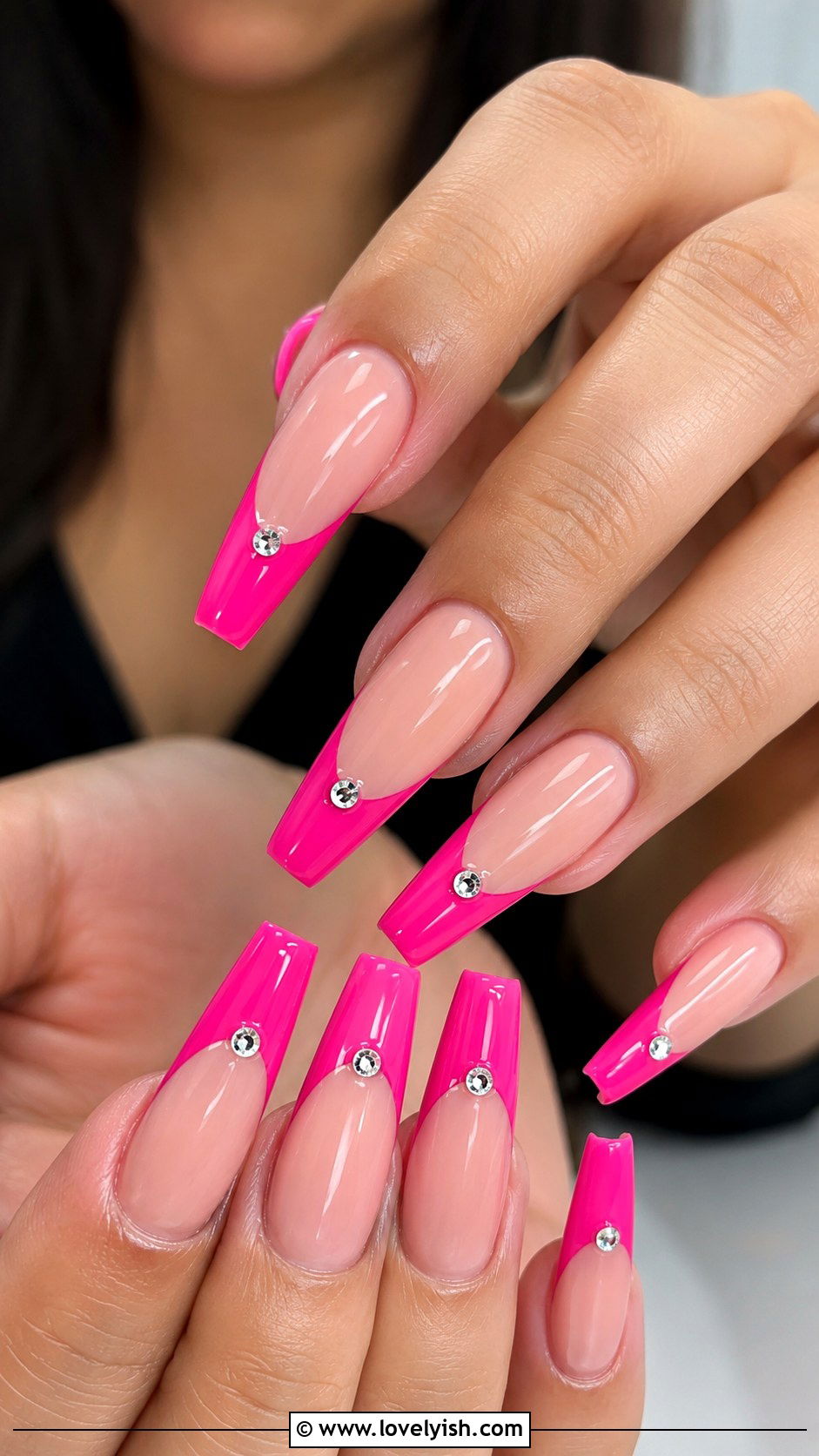 Hot Pink French Tip Baddie Nails - 50 baddie nails - 50 baddie nails