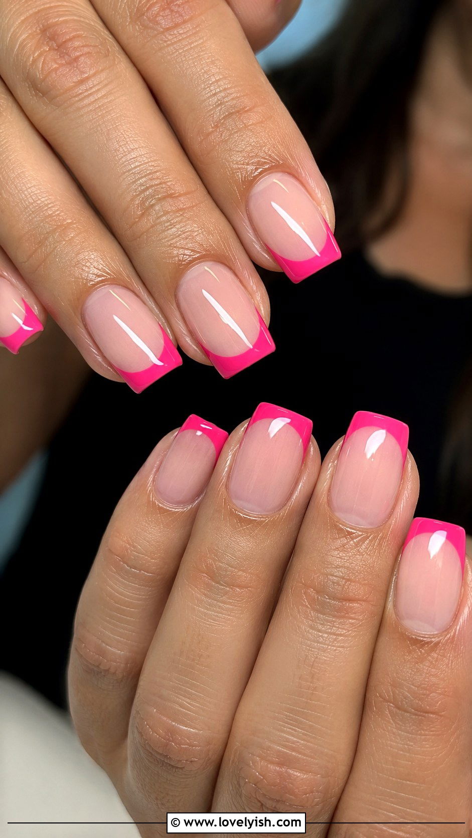 Hot Pink French Tip Nails - 25 hot pink nail designs - 25 hot pink nail designs