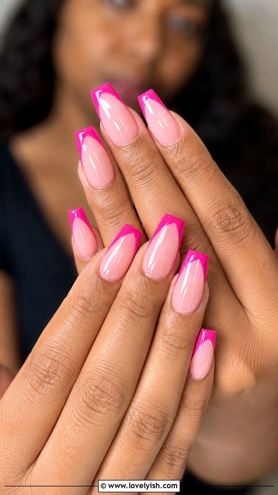 Hot Pink French Tip Nails - 42 french nail designs - 42 french nail designs