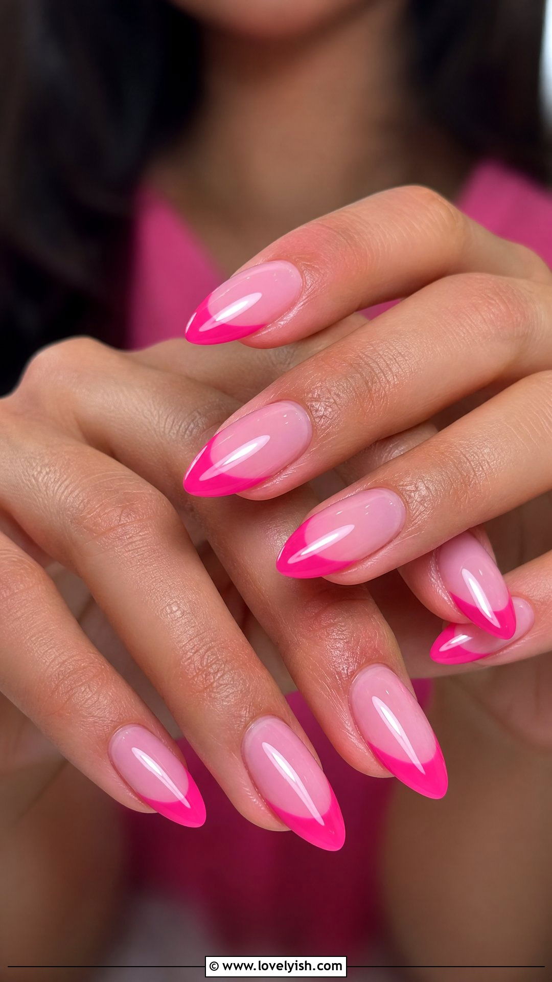 Hot Pink French Tip - 50 french manicure - 50 french manicure