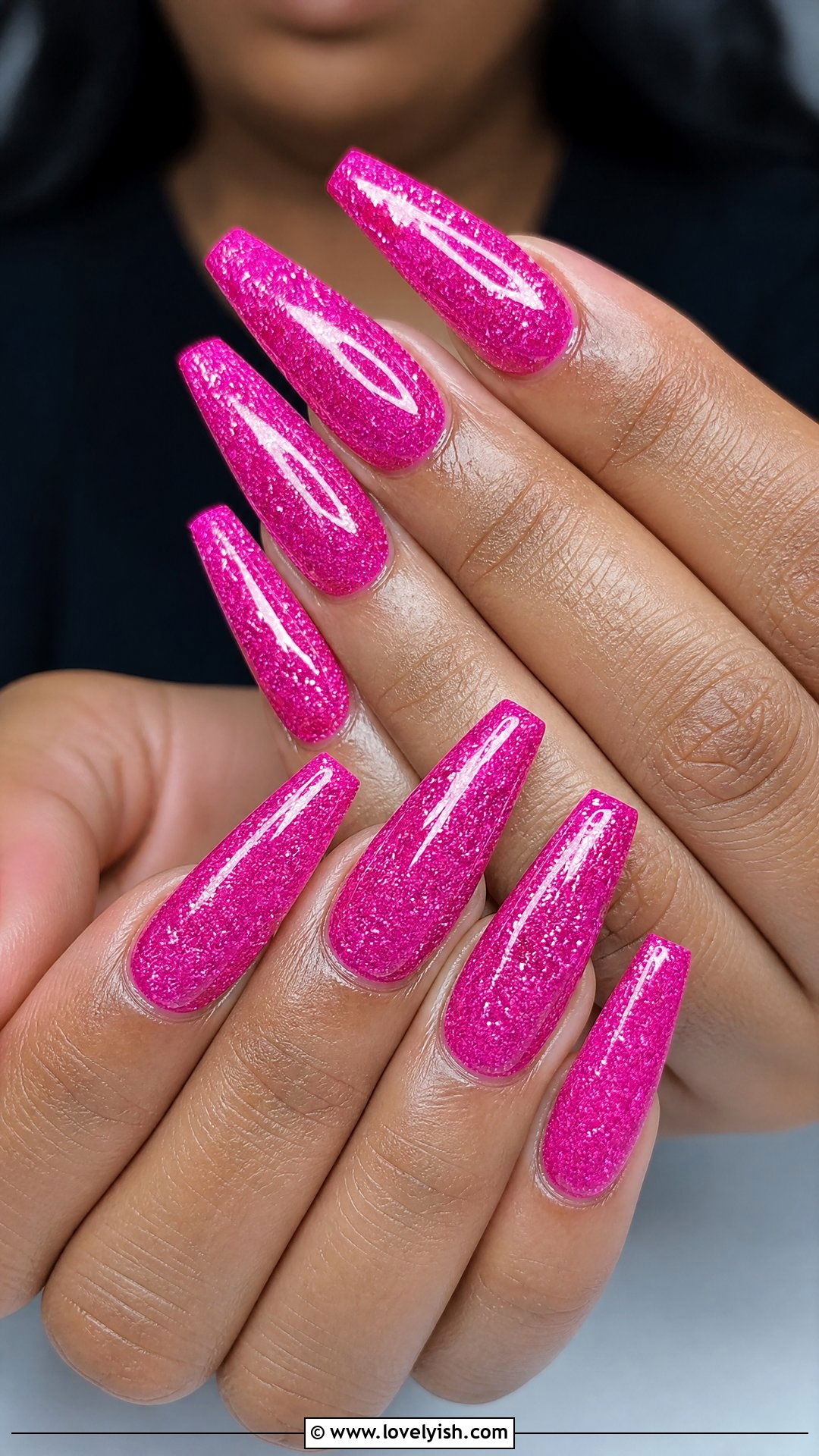 Hot Pink Glitter Nails - 50 pictures of nail designs - 50 pictures of nail designs